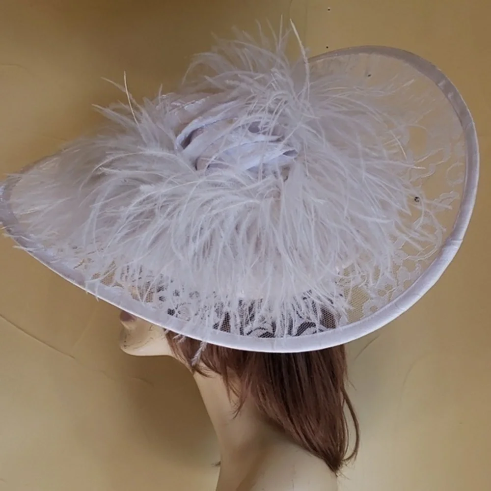 Vintage WHITE‎ FEATHER DERBY CHURCH TEA VINTAGE HAT - Picture 5 of 11